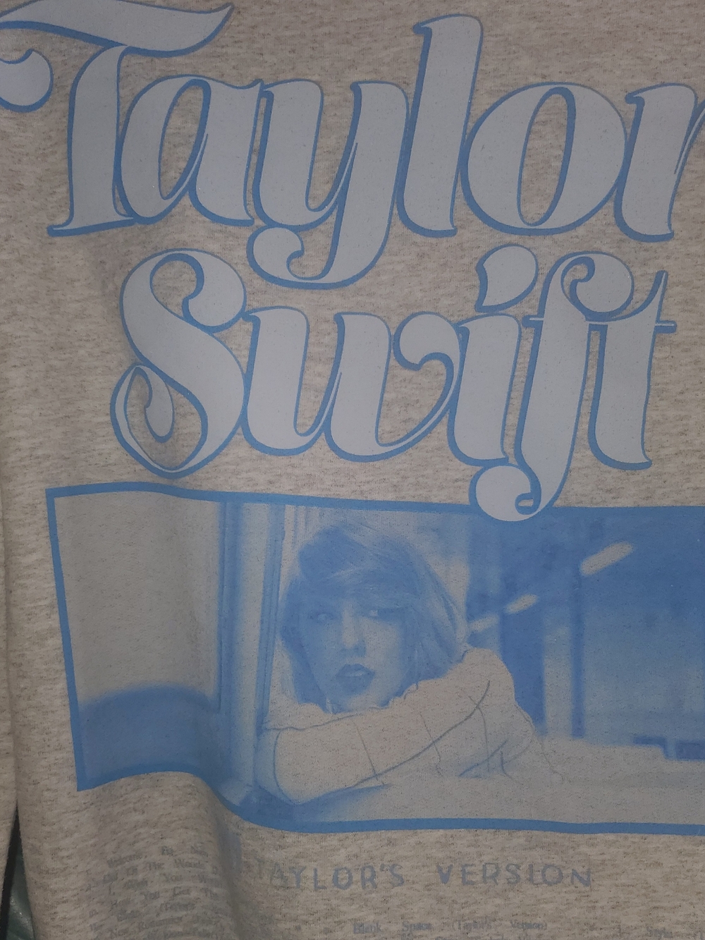 Taylor Swift Gray Sweatshirt with Light Blue Graphic Size Medium